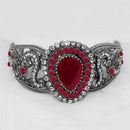 Urthn Red Stone Rhodium Plated Kada - 1402509D
