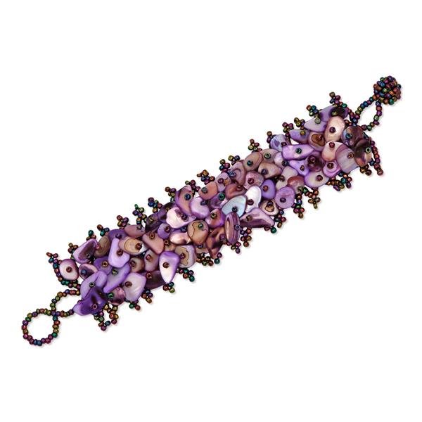Urthn Zinc Alloy Purple Beads Bracelet - 1402701F