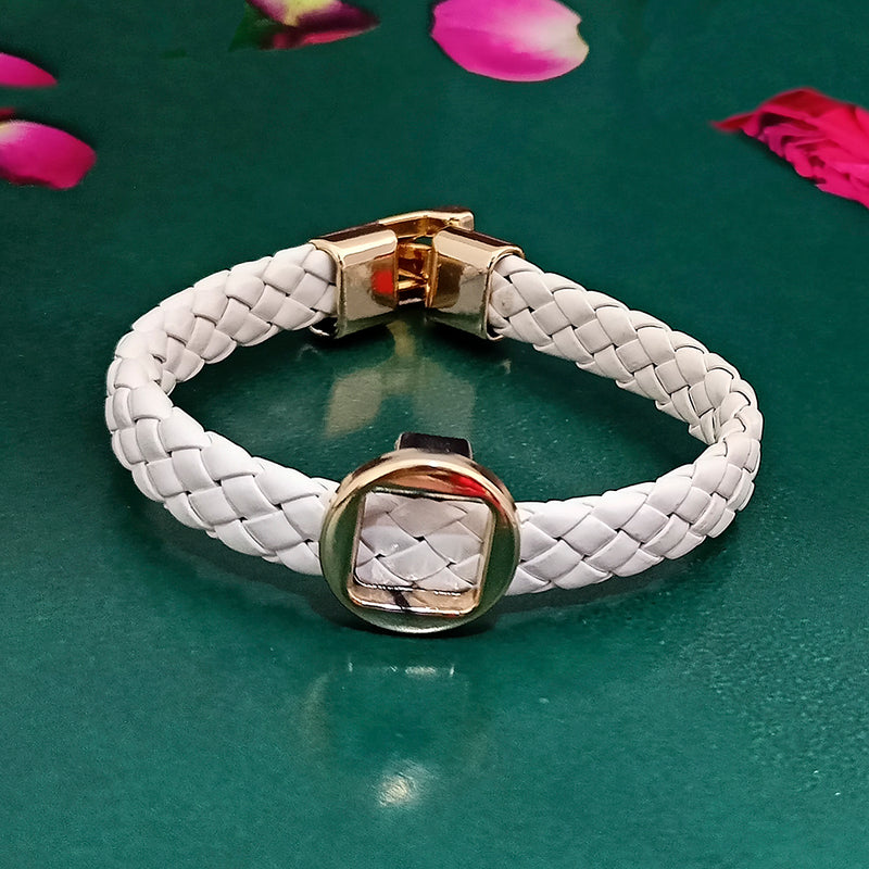 Urthn Artificial Leather Braided Wristband Bracelet