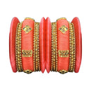 Sejal Peach Thread Austrian Stone Bangle Set - 1403723H_2.4