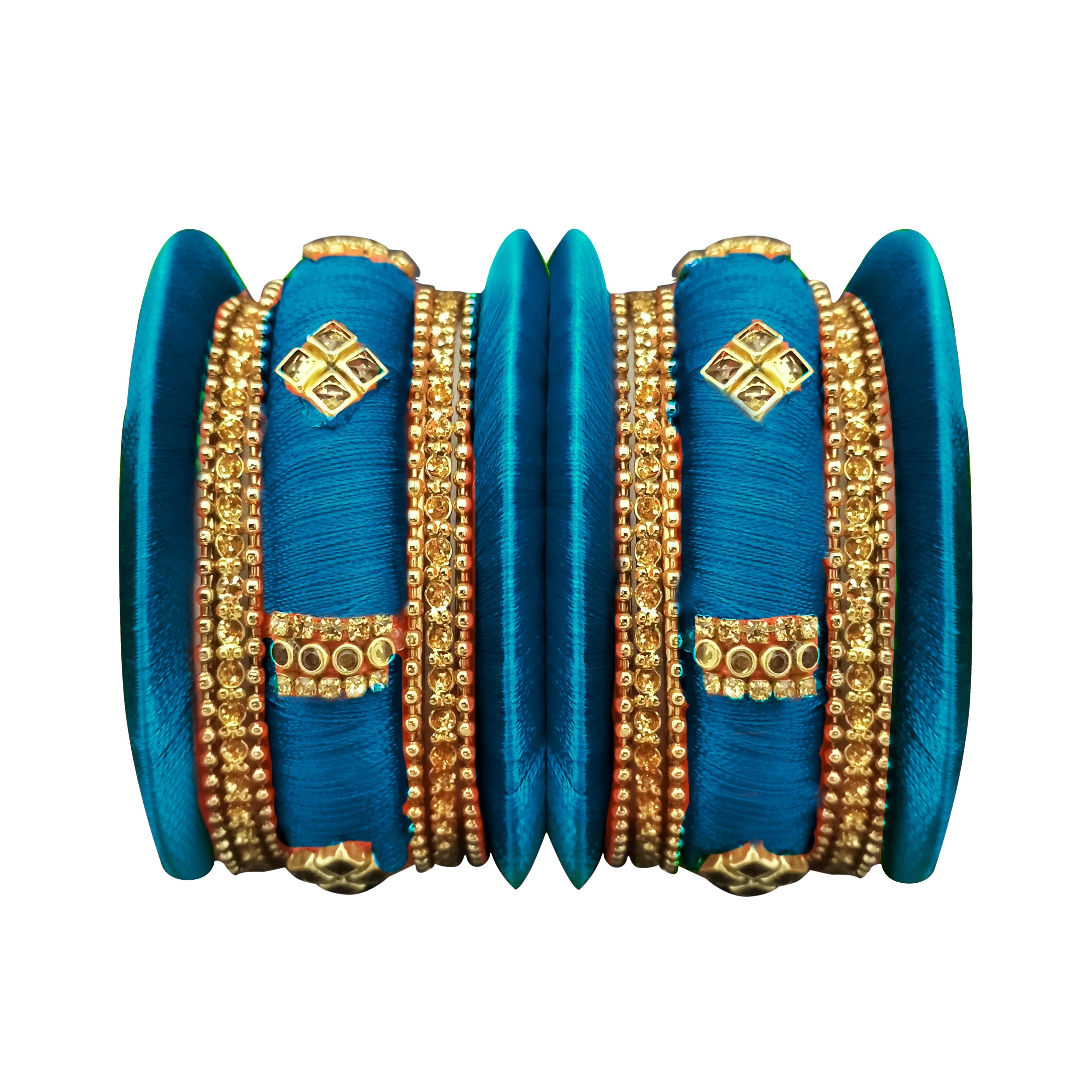 Sejal Green Color Austrian Stone Bangle Set  - 1403723J