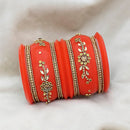 Sejal Orange Color Austrian Stone Bangle Set  - 1403760C