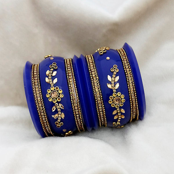 Sejal Blue Color Austrian Stone Bangle Set  - 1403760E