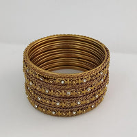 Kriaa Gold Plated Austrian Stone And Bangle Set  - 1404003