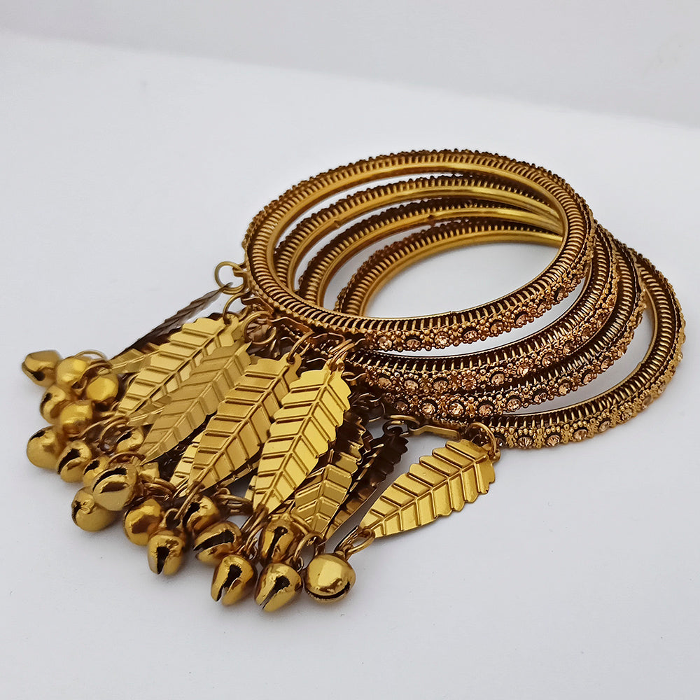 Kriaa Gold Plated  Brown Austrian Stone Bangle Sets