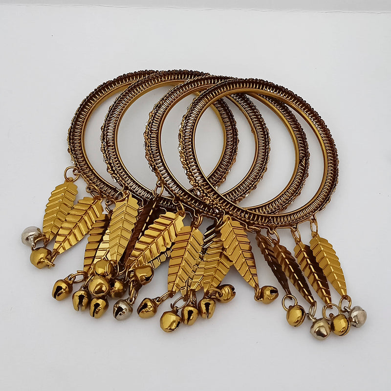 Kriaa Gold Plated  Brown Austrian Stone Bangle Sets