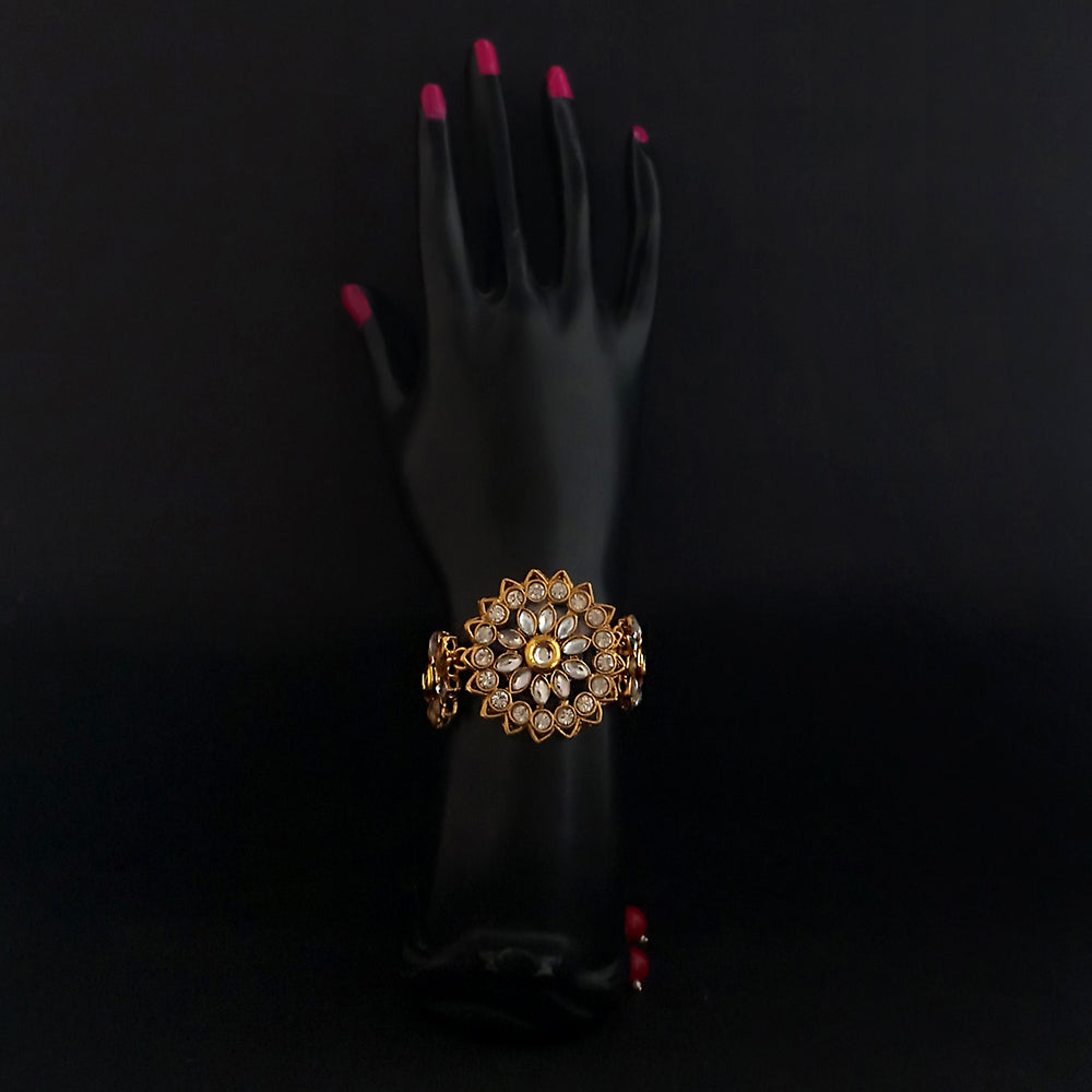 Kriaa Gold Plated Brown Austrian Stone And Kundan Adjustable Bracelet