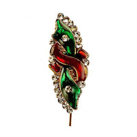 Kriaa Meenakari  Austrian Stone Stone Maroon & Green Saree Pin Brooch - 1500203