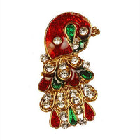 Kriaa Meenakari  Austrian Stone Stone Maroon & Green Saree Pin Brooch - 1500204