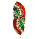 Kriaa Meenakari  Austrian Stone Stone Maroon & Green Saree Pin Brooch - 1500211