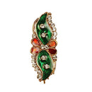 Kriaa Meenakari  Austrian Stone Stone Maroon & Green Saree Pin Brooch - 1500212