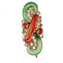 Kriaa Meenakari  Austrian Stone Stone Maroon & Green Saree Pin Brooch - 1500214