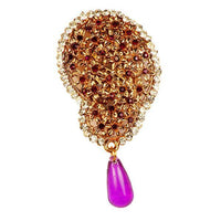 Kriaa  Austrian Stone Stone Purple Saree Pin Brooch - 1500219