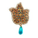 Kriaa  Austrian Stone Stone Blue Saree Pin Brooch - 1500220