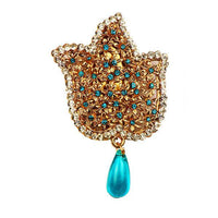 Kriaa  Austrian Stone Stone Blue Saree Pin Brooch - 1500220