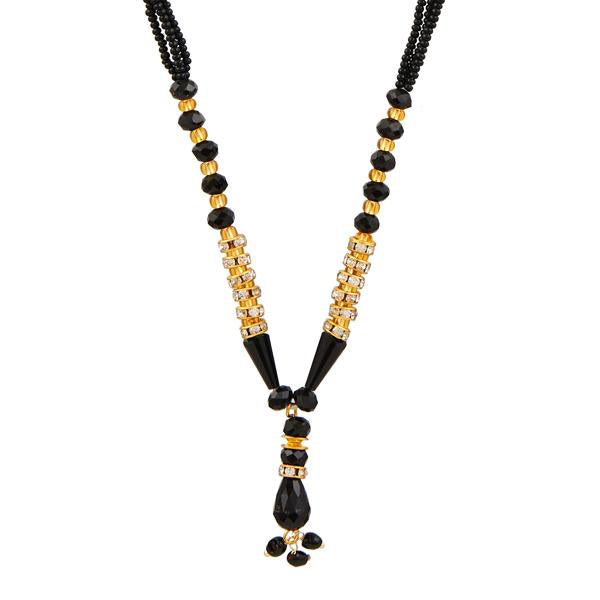 Kriaa Gold Plated White Austrian And Beads Mangalsutra - 1500638