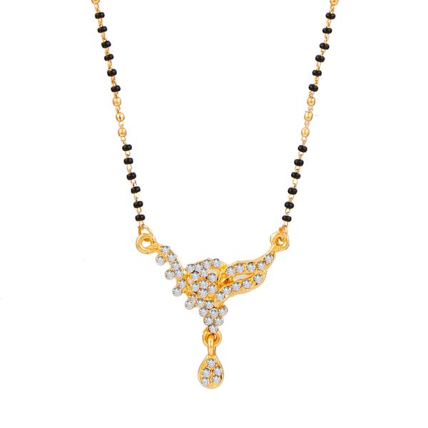 Kriaa White Austrian Gold Plated Mangalsutra - 1500648