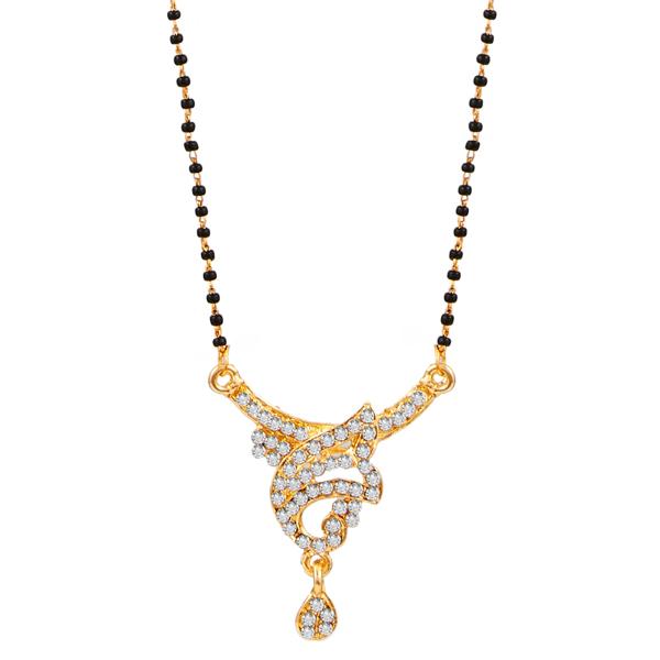 Kriaa White Austrian Gold Plated Mangalsutra - 1500652