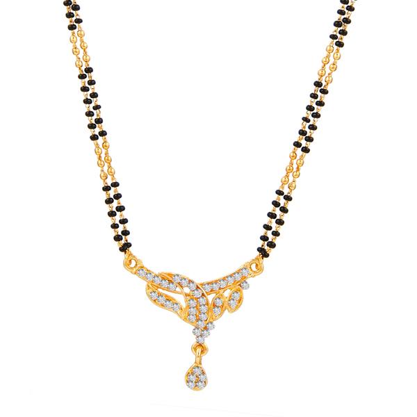 Kriaa White Austrian Gold Plated Mangalsutra - 1500655