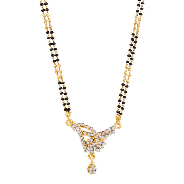 Kriaa White Austrian Gold Plated Mangalsutra - 1500656