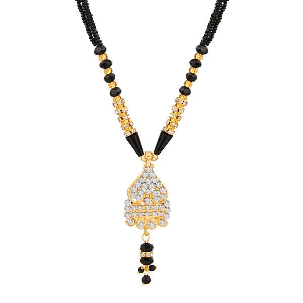 Kriaa White Austrian Gold Plated Mangalsutra - 1500659