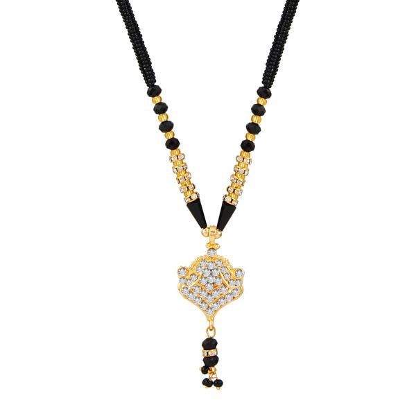 Kriaa White Austrian Gold Plated Mangalsutra - 1500660