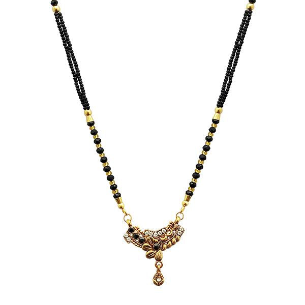 Kriaa Gold Plated White Austrian And Beads Mangalsutra - 1500671