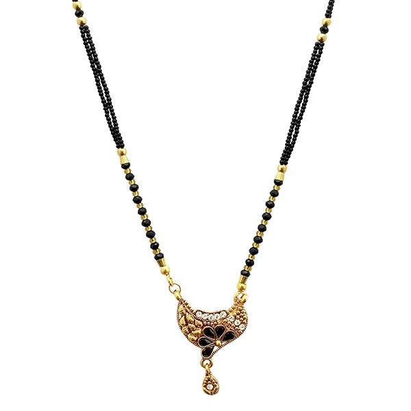 Kriaa Gold Plated White Austrian And Beads Mangalsutra - 1500673