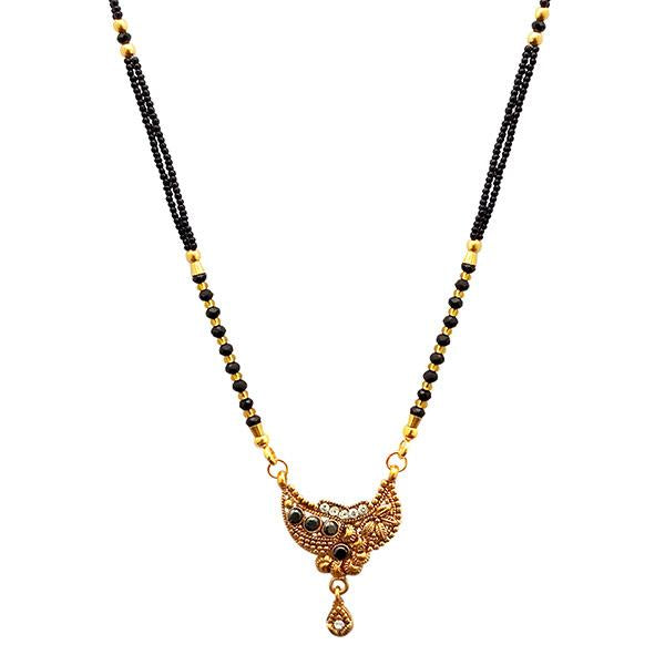 Kriaa Gold Plated Black Beads Austrian Stone Mangalsutra - 1500676