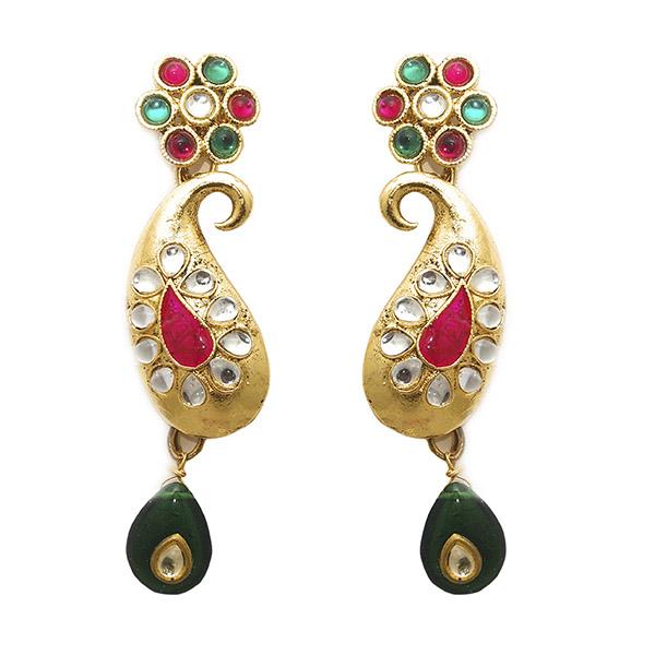 Kriaa Gold Plated Kundan Dangler Earrings - 1501352