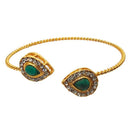 Kriaa Gold Plated Green Stone Kada - 1501407