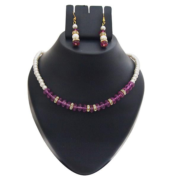 Kriaa Gold Plated White Purple Pearl Set - 1501421