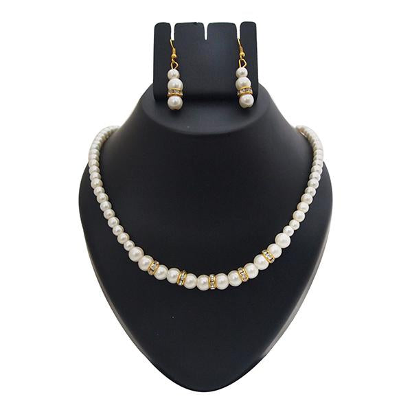 Kriaa Gold Plated White Pearl Necklace Set - 1501422