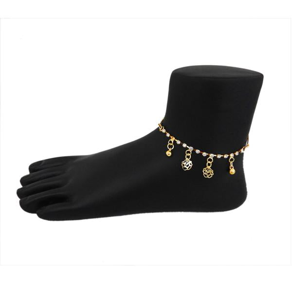 Eugenia White Austrian Stone Gold Plated Anklet - 1501718