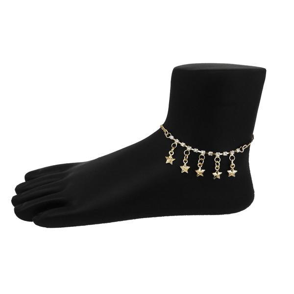 Eugenia White Austrian Stone Gold Plated Anklet - 1501720
