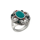 Urthn Rhodium Plated Maroon And Green Resin Stone Ring - 1501838B_18