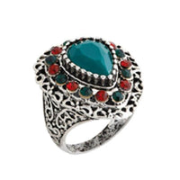 Urthn Rhodium Plated Maroon And Green Stone Ring - 1501839A_17