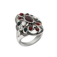 Urthn Rhodium Plated Maroon And Green Resin Stone Ring - 1501840A_17