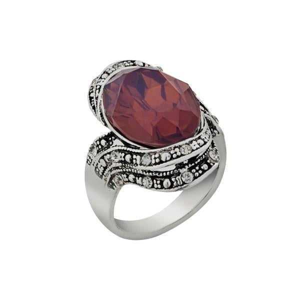 Urthn Brown Stone Rhodium Plated Ring - 1501853A_17