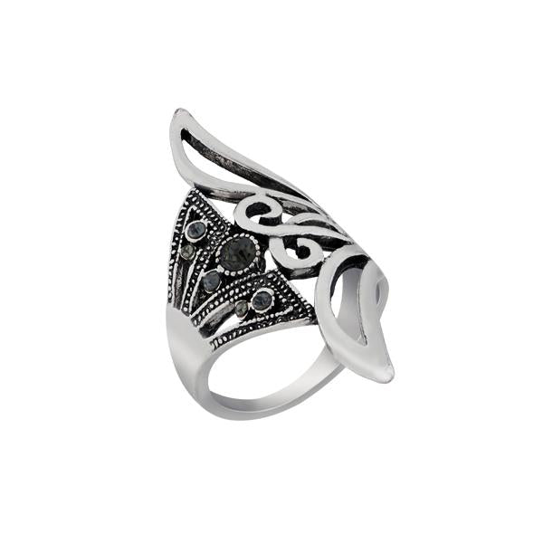 Urthn Grey Stone Rhodium Plated Ring - 1501861_18