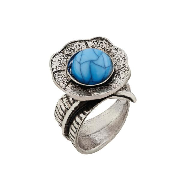 Urthn Blue Gems Stone Silver Plated Ring - 1501863A_18