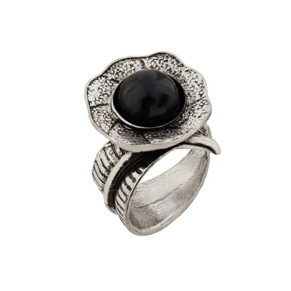 Urthn Silver Plated Black Stone Ring - 1501863B_18