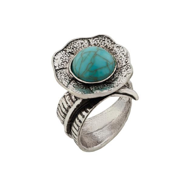 Urthn Blue Gems Stone Silver Plated Ring - 1501863C_18