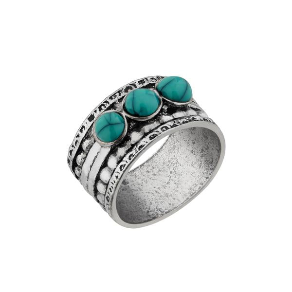 Urthn Rhodium Plated Green Gems Stone Ring - 1501864C_17