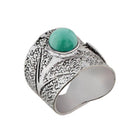 Urthn Rhodium Plated Green Stone Ring - 1501865C_17