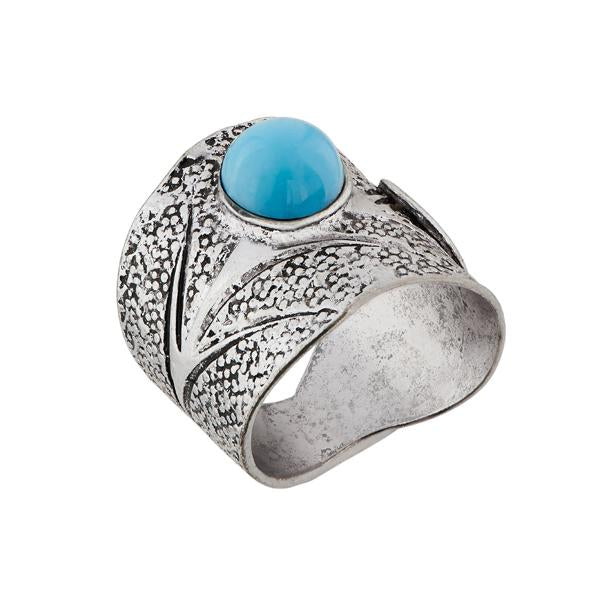Urthn Blue Stone Silver Plated Ring - 1501865E_18