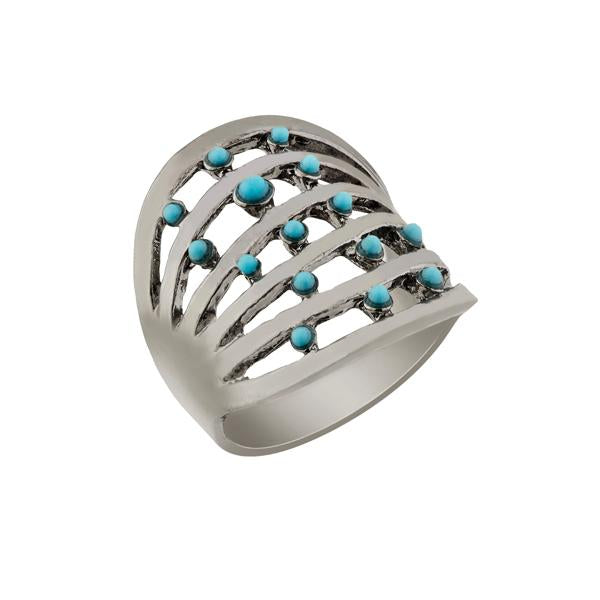 Urthn Rhodium Plated Blue Stone Ring - 1501872_18
