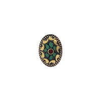Urthn Green Resin Stone Gold Plated Adjustable Ring - 1501884C