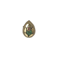 Urthn Green Resin Stone Gold Plated Adjustable Ring - 1501885B