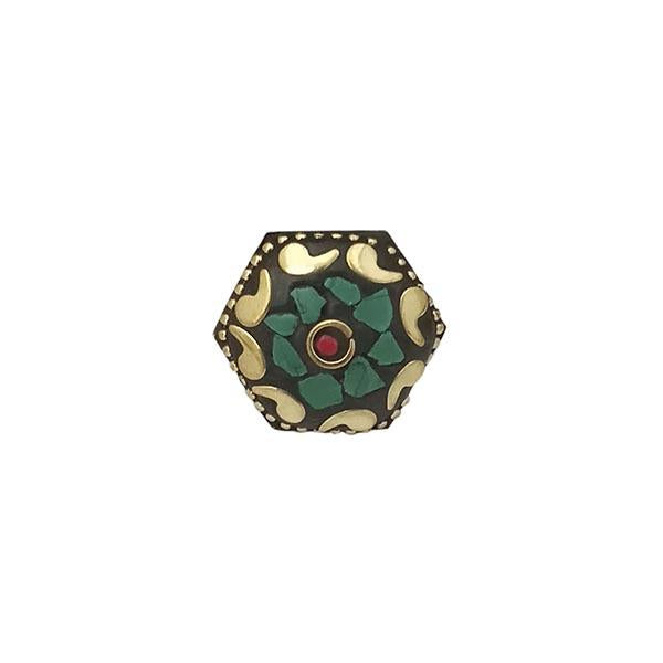 Urthn Green Resin Stone Gold Plated Adjustable Ring - 1501886A